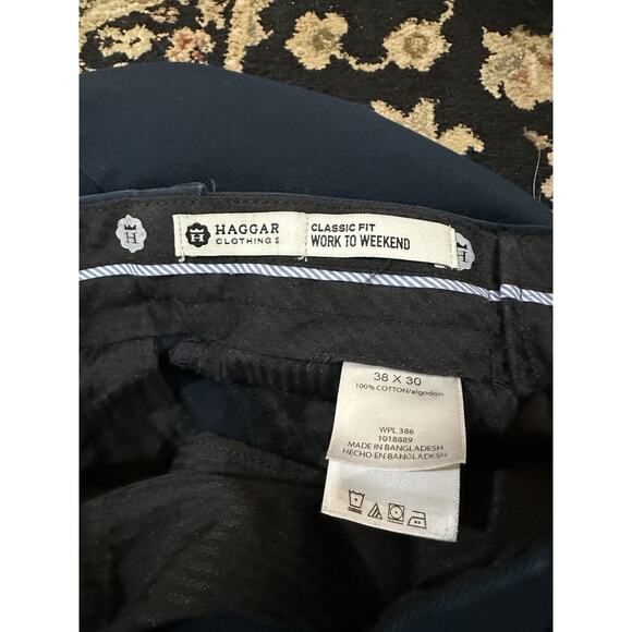 Haggar Navy Blue Pants Mens 38x30 Classic Fit Work to Weekend - Picture 4 of 6